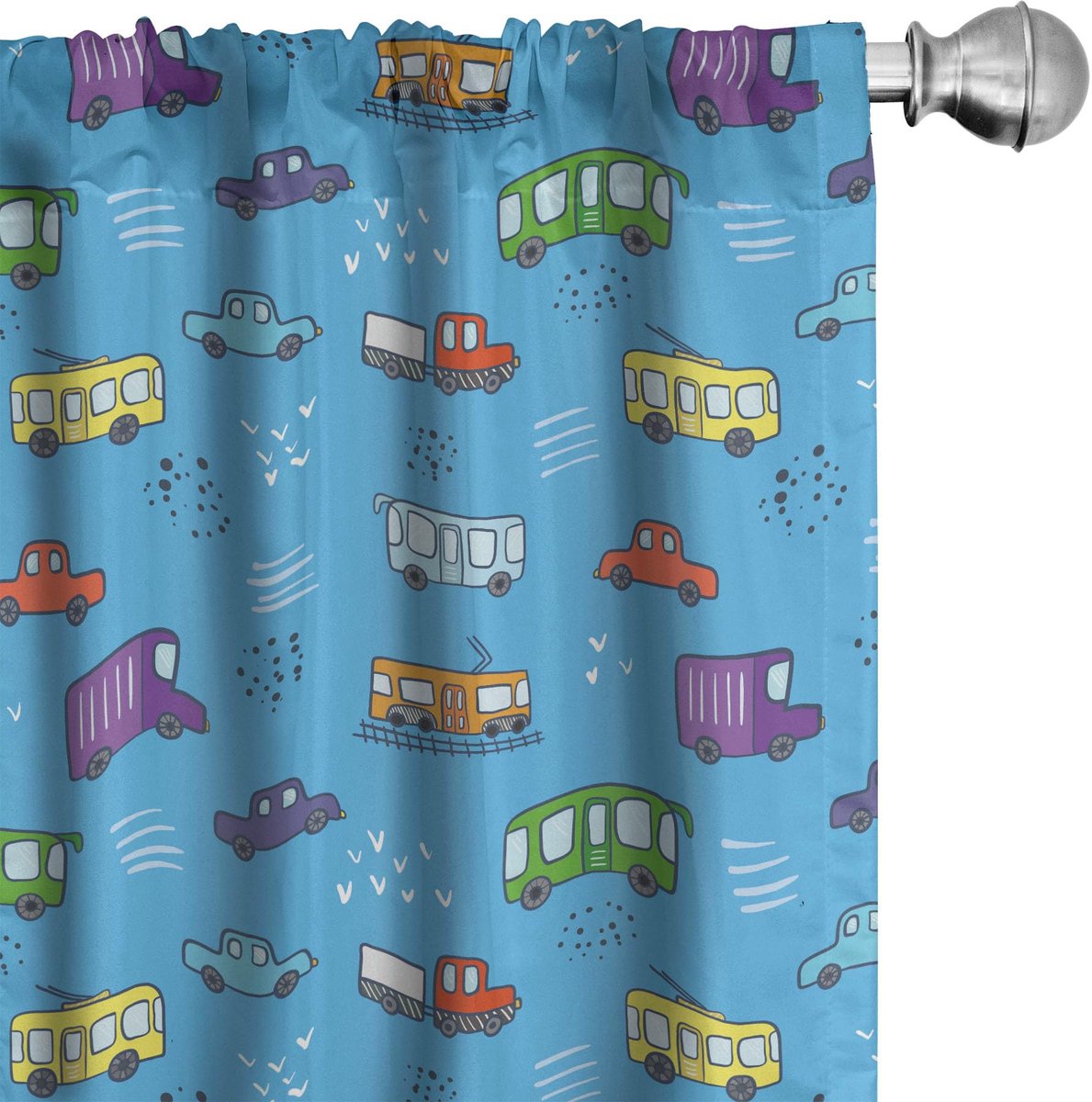 ABAKUHAUS Gordijnen – 2x75x245 cm – microvezel – hemelsblauw/multicolor Himmelblauw
