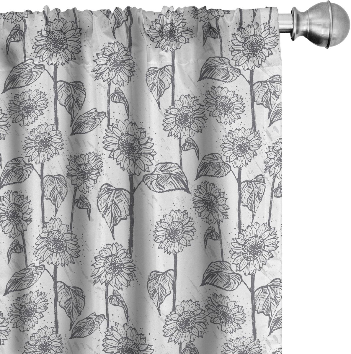 ABAKUHAUS Botanische Gordijnen – Grunge Zonnebloem – 2x75x175 cm Donker paarsblauw wit