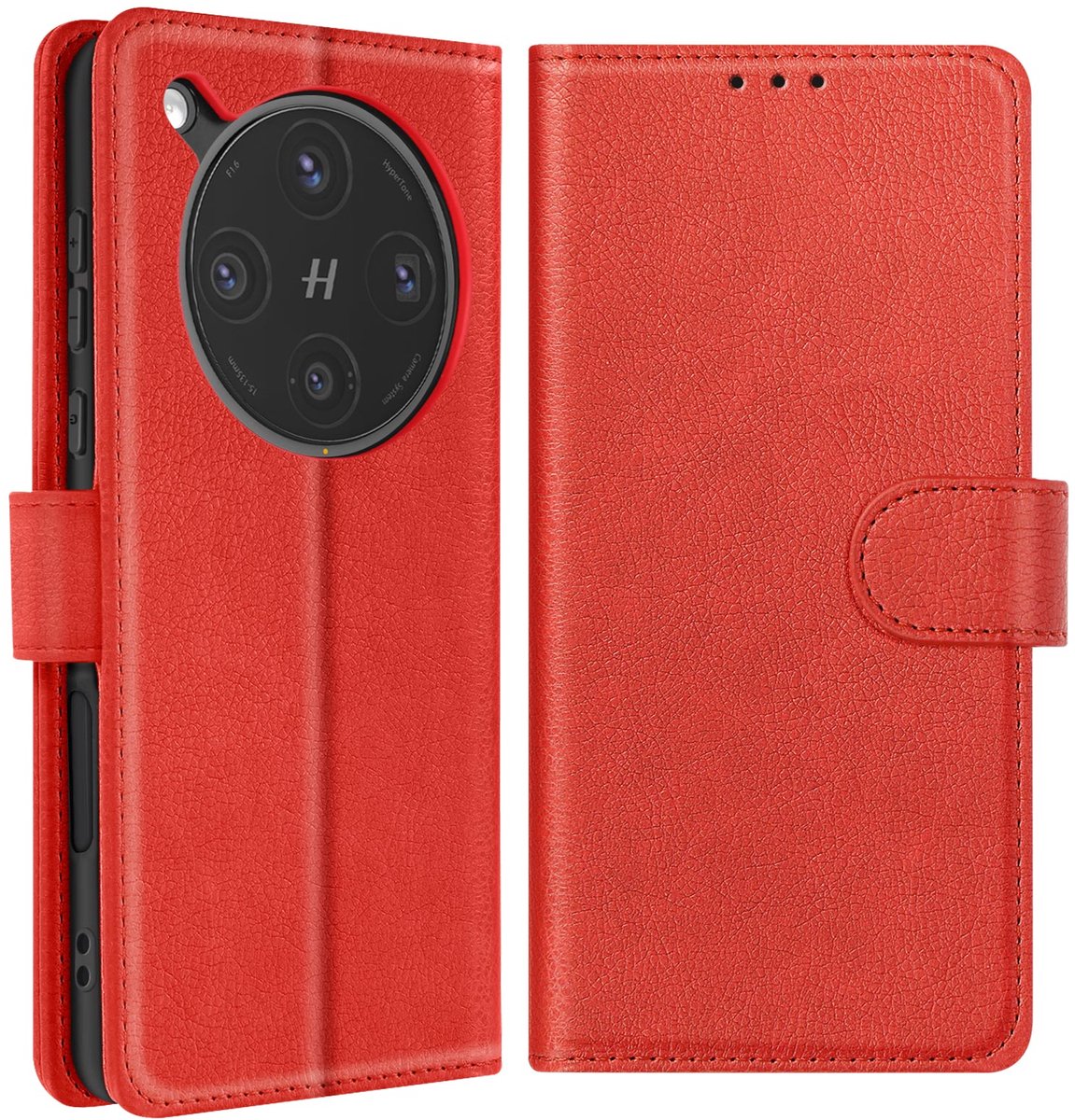 Avizar Hoesje Geschikt voor Oppo Find X8 Pro portemonnee en videohouder, Rood
