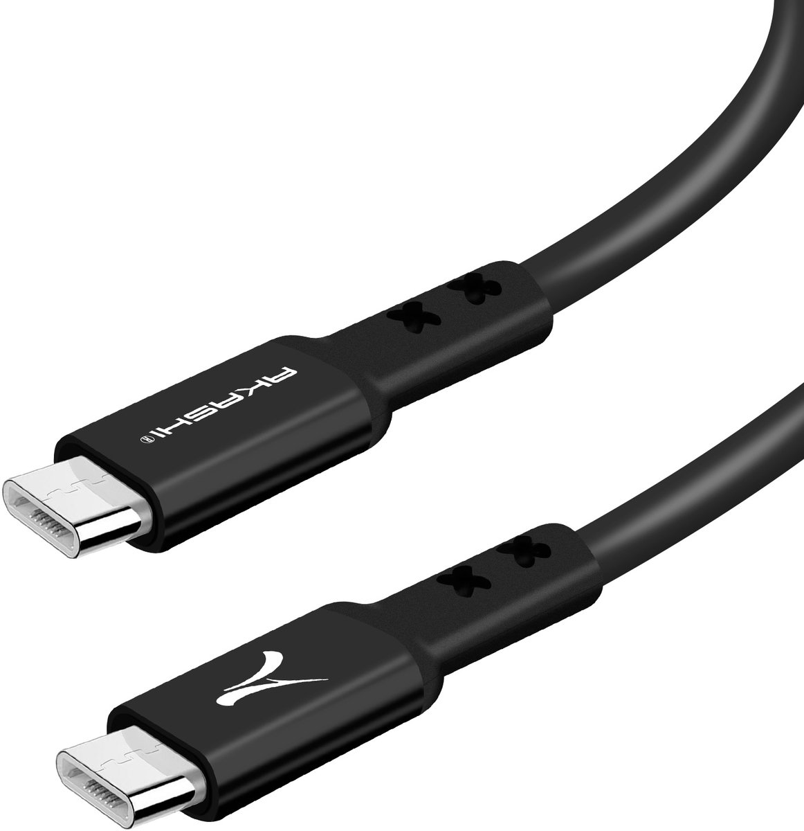 Akashi, USB-C naar USB-C Quick Charge 3A Synchro Charge kabel 1m, Zwart