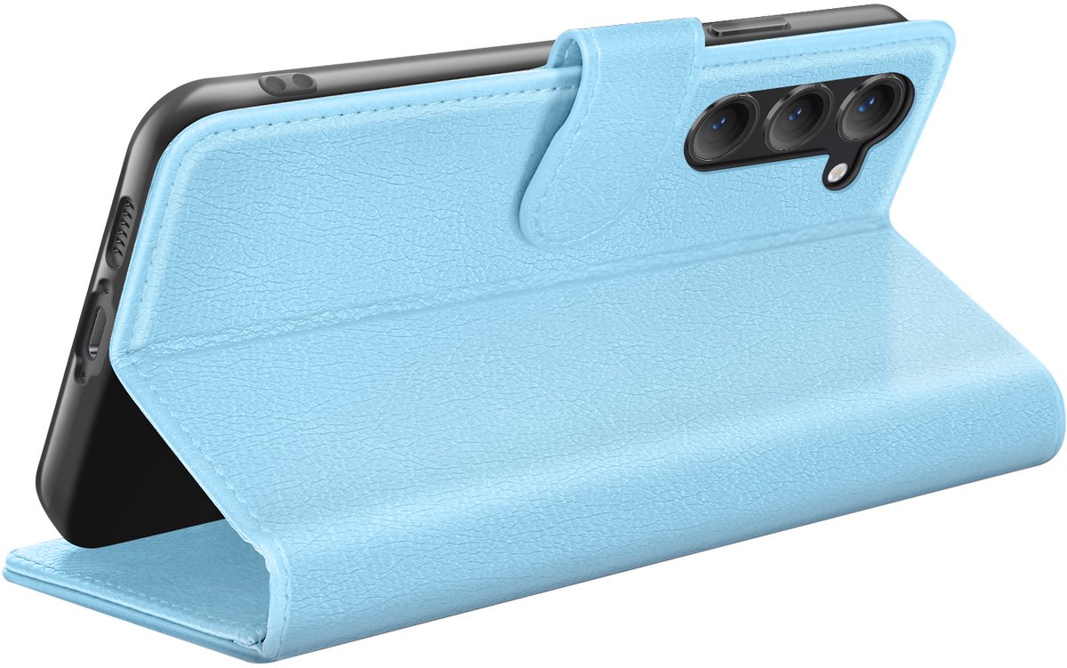 Zanae, Portemonneehoesje Geschikt voor Samsung Galaxy S23 met standaardfunctie en magnetische sluiting, Lichtblauw