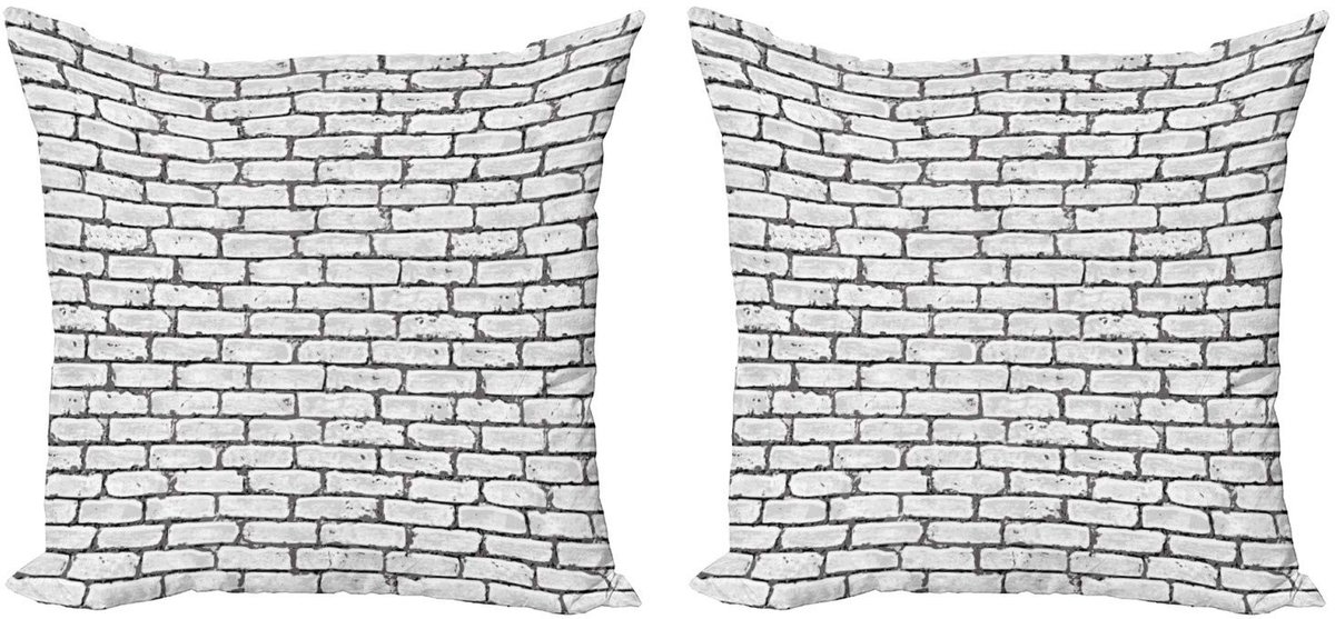 ABAKUHAUS Grijs-Wit Kussenhoes Set 40x40 – Dubbelzijdig bedrukt, rits