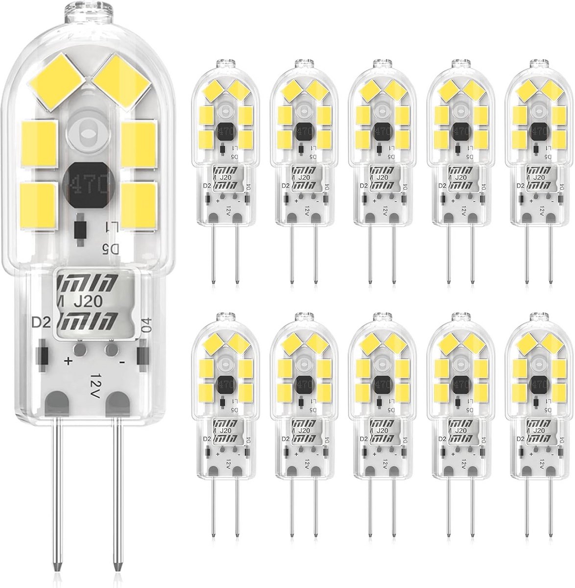 G4 LEDlamp 12V 2W Koel Wit 6000K - Vervanging voor Halogeenlampen - 10 Stuks
