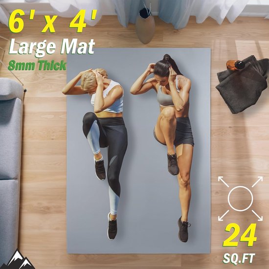 Grote Antislip Yogamat 6'x4' - 8mm Dikke Oefenmat voor Thuis — afbeelding 4