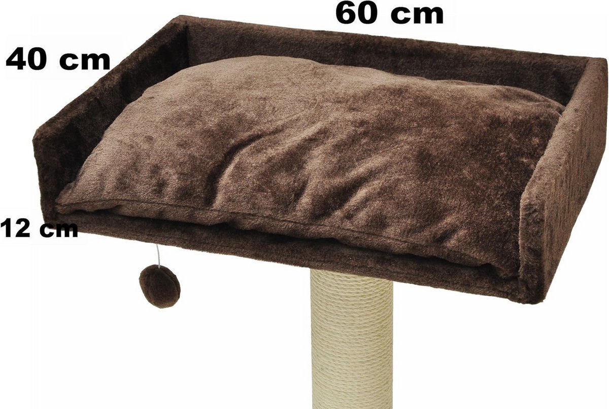Ligplaats XXL voor kattenkrabpaal met kussen - 60x40 cm - bruin