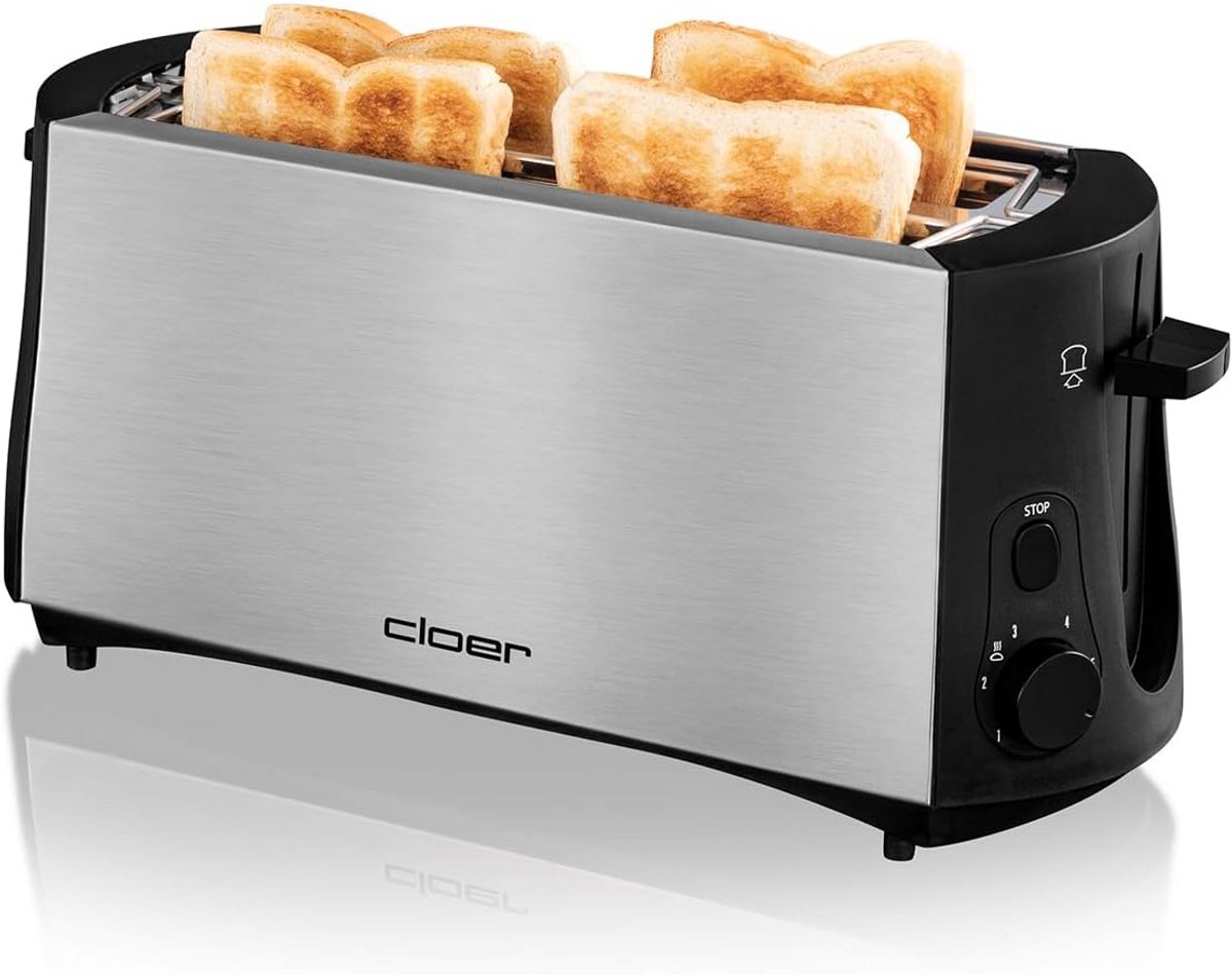 4-Slices Toaster met Geïntegreerd Broodjesopzetstuk en Heffunctie