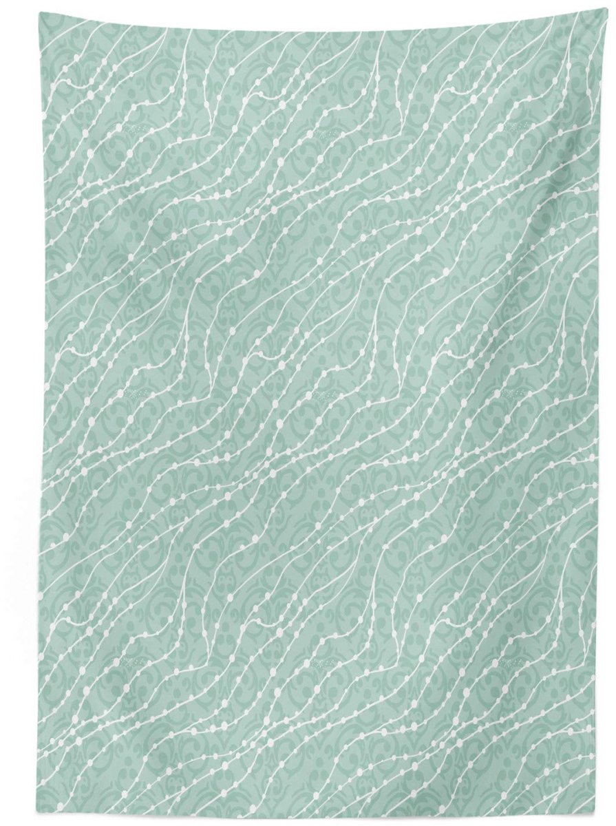 ABAKUHAUS Pearls Tafelkleed – Abstracte zeemotieven – Amandelgroen-wit – 140x170 cm