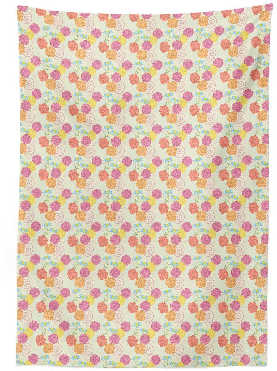 ABAKUHAUS Tafelkleed – Romantisch boeket 140x200 cm – Satijnmix – Multicolor
