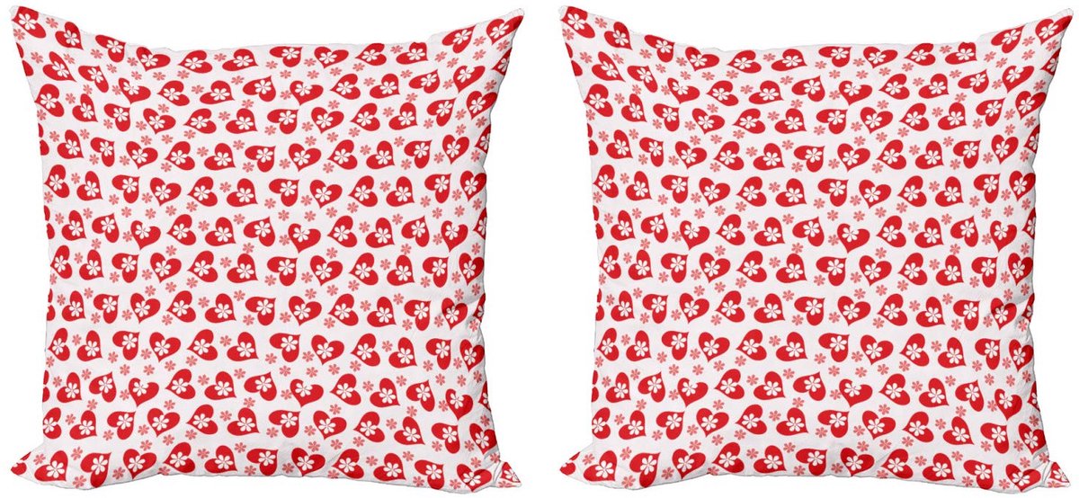 ABAKUHAUS Valentijn Kussenhoes Set 2x40 cm – Dubbelzijdig Druk – Donker Koraal Dunkler Koraalwit