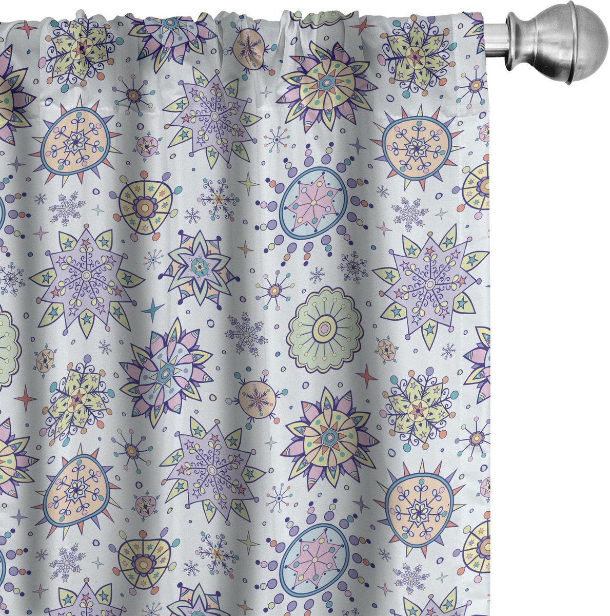 ABAKUHAUS Wintergordijnen – Pastel Bloemen – 2x75x175 cm – Microvezel Mehrfarbig