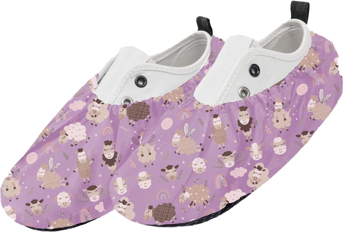 FEROCITY - Schoenovertrekken - Antislip, herbruikbaar - Unisex - Kinder - EU 31-37 - Polyester - Beige Schapen