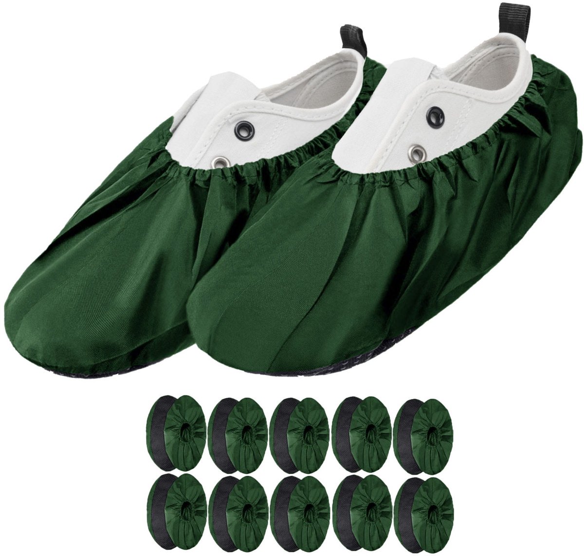 FEROCITY - Schoenovertrekken - Antislip, herbruikbaar - Unisex - Erwachsene - EU 38-45, 5 paren - Polyester - Groen