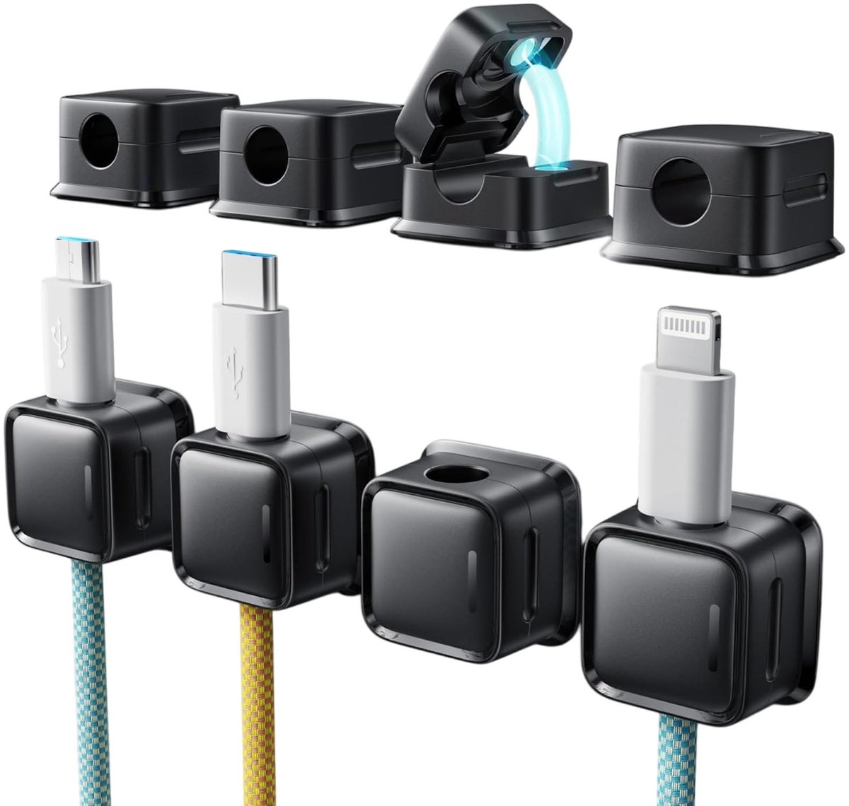 Snoerorganisatorhouder. 8 stuks magnetische bureaukabelclips beheer. verberg telefoon oplaadkabelhouder. sterke zelfklevende draadladerhouder voor nachtkastje. keukenapparatuur. kantoorbenodigdheden