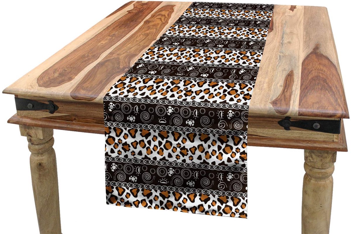ABAKUHAUS Tafelloper – Gepardenhuid Cirkel – 40 × 180 cm – Polyester