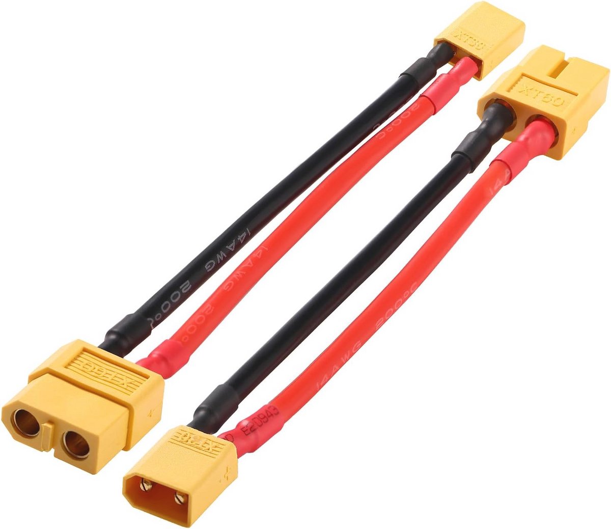 2 Stuks Mannelijke XT30 naar Vrouwelijke XT60 Connector Adapter met 14AWG Siliconen Kabel