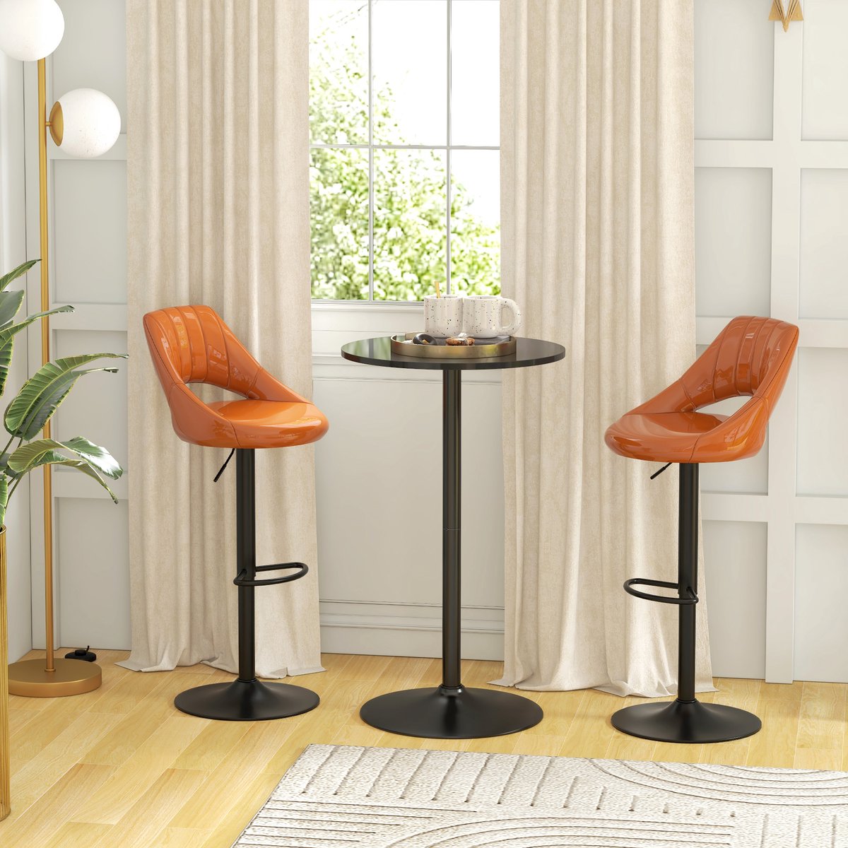 Wishdor Eettafel ?60 x 102 cm van MDF en staal, rond barhoogte, compact plaatsbesparend mo