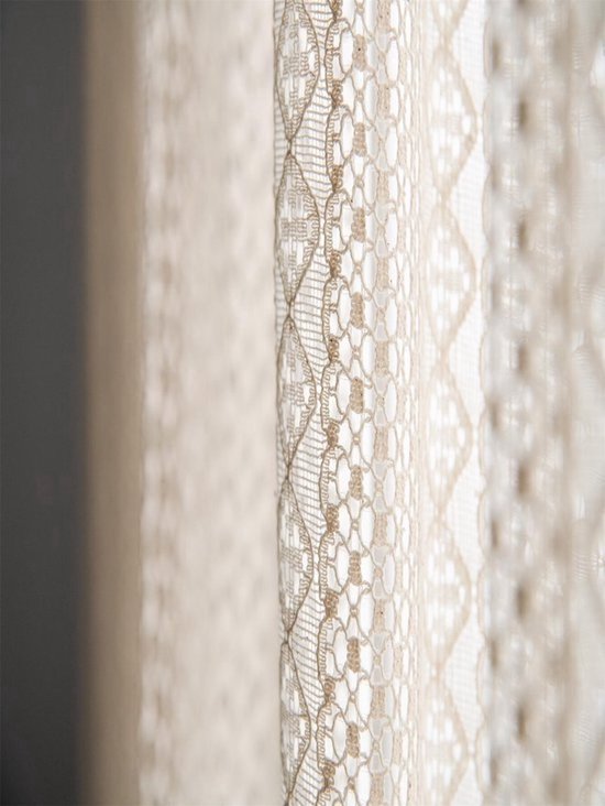 Boho Extra Long Rideau de Douche 180 x 200 cm xl Coton Lin Leibele Ceinture Grenouille Tissu Rideau de Douche Ensemble avec Crochet pour Vintage Country Home Salle de Bain Décor, Épais et Ride- Wit