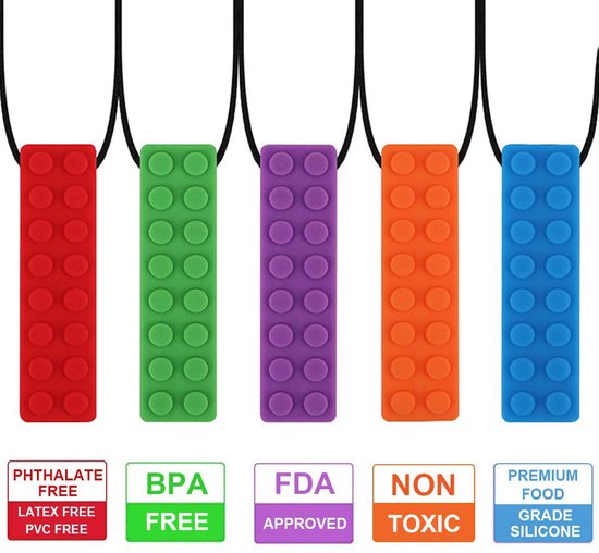 OUYLAF Bijtketting Set - bijtketting staaf - Kauwketting voor kind - Bijtketting Kauwketting - bijtketting meisjes - Kauwsieraad - bijtketting - 5PCS - Kauwkettingen - voor ADHD, autisme, bijten, behoeften, orale motoriek van Merkloos — afbeelding 3