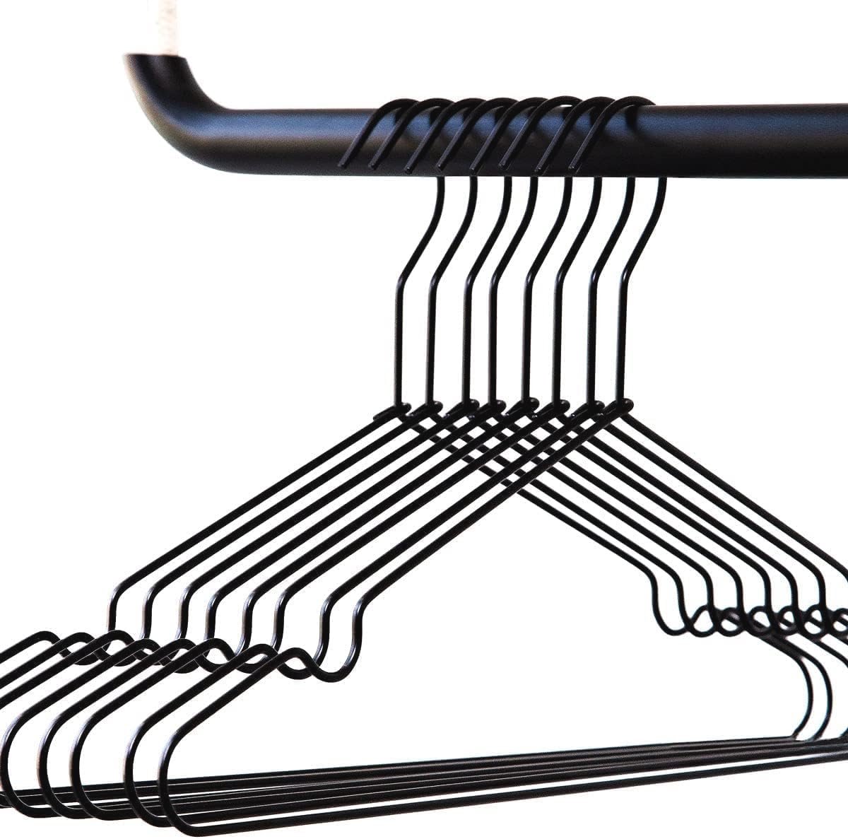 Stijlvolle metalen kleerhangers - 8 stuks (zwart)