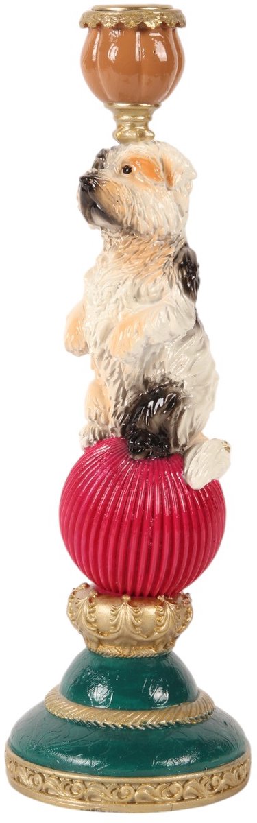 Baroque Kandelaar - Kandelaar Hond 28,5 cm - Multi - Resin - 28.5x9.5x9.5 - Polyresin Mixed