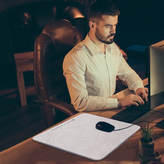 ATTACK SHARK CM05 Tempered Glass Gaming Mouse Pad - Glazen Muismat - Ultra-Smooth Surface - 9H Tempered Glass - 45*40CM - eSport Gaming Mousepad - White Contour Line