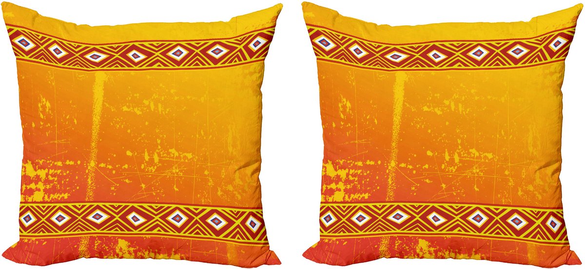 ABAKUHAUS Afrika Kussen 2x40x40 cm – Dekokussenhoes – Oranje
