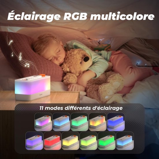 White Noise Machine - S10 Bluetooth Luidspreker Nachtlampje voor Kinderen, 8 Geluidseffecten, 60 Uur Autonomie, Timerfunctie, Cadeau voor Meisjes, Jongens en Volwassenen van Merkloos — afbeelding 2