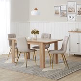 Rechthoekige uitschuifbare eettafel 140/180x80x76 cm - Voor 6 tot 8 personen - Dik blad - Metal poten - Grijs