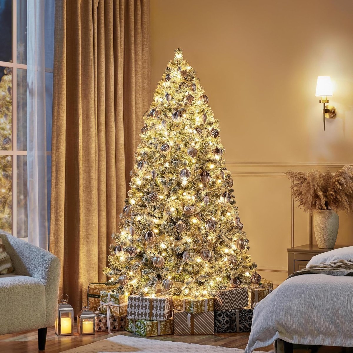Kunstkerstboom – 180 cm – Met Verlichting – besneeuwd –250 LED – Warm Wit – PVC Dennenboom – Wit – foto 7