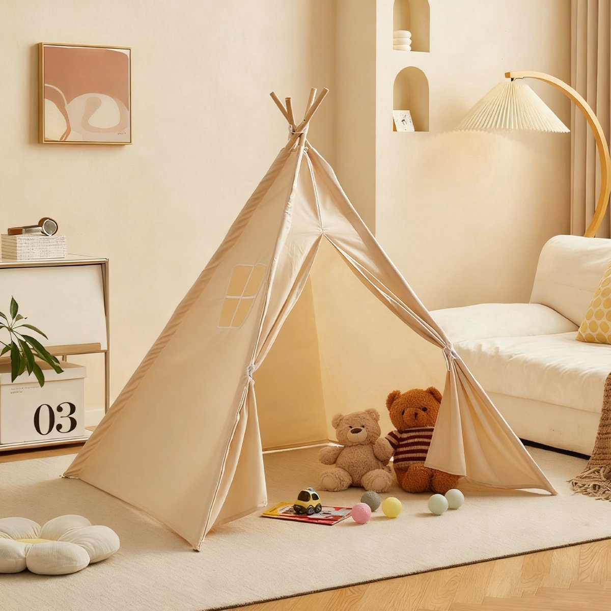 Kids Cone Tent - Draagbare speeltent voor kinderen binnen en buiten-1.6meter hoog (kaki)