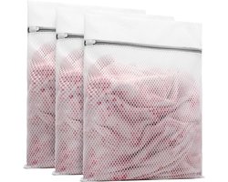 Gigicial Waszak Voor Delicate Stoffen - Waszak Met Rits - Bescherming Tegen Klitten En Kleurvermenging - 3 Stuks - Voor Lingerie En Babykleding Wit