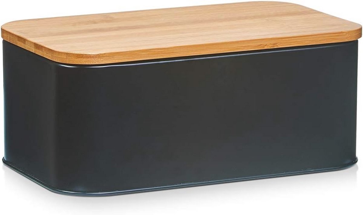 Broodtrommel van metaal - Zwart - 31 x 18 x 12,5 cm