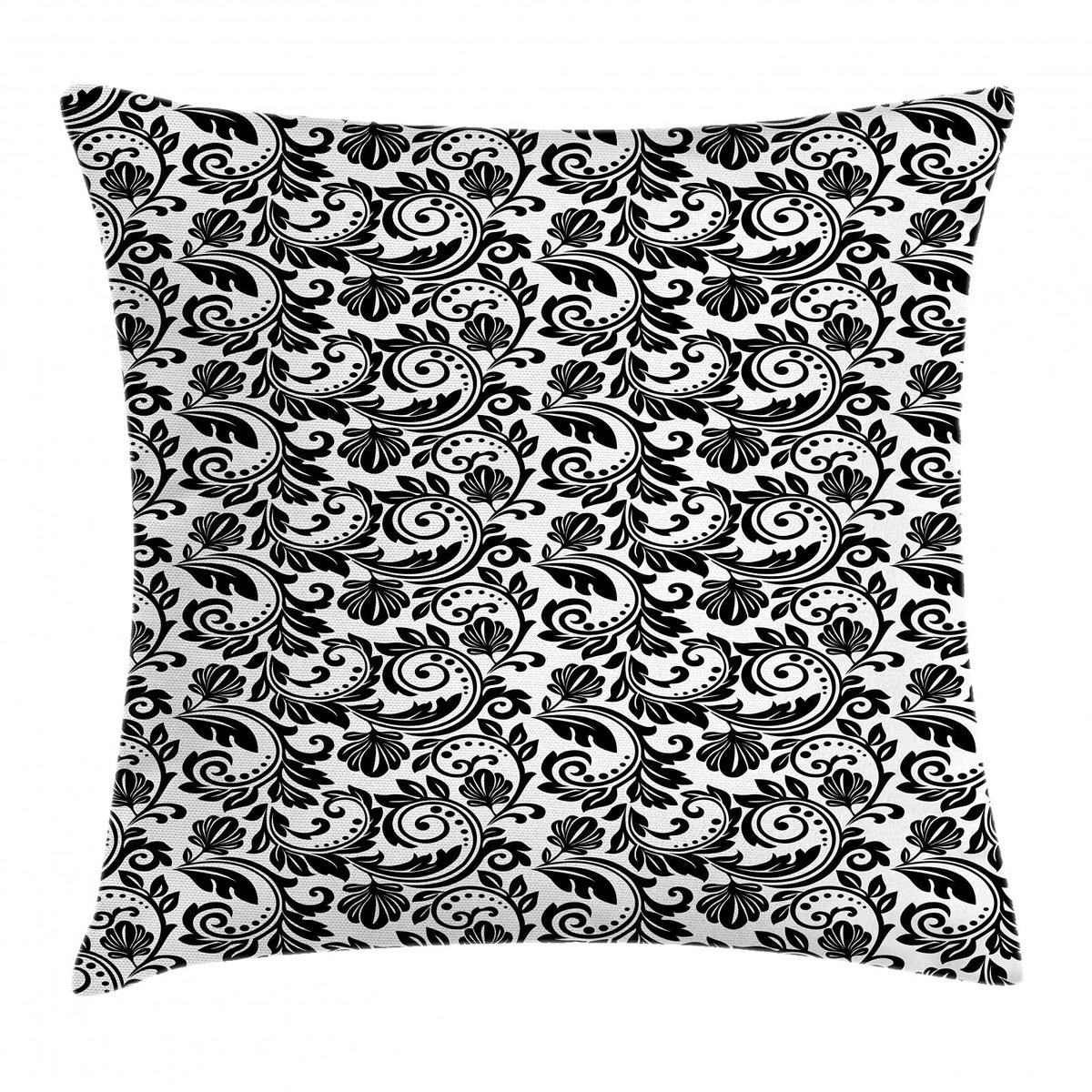 ABAKUHAUS Victoriaanse kussenhoes – Damast-geïnspireerde wijnoogst – 50x50 cm – zwart-wit