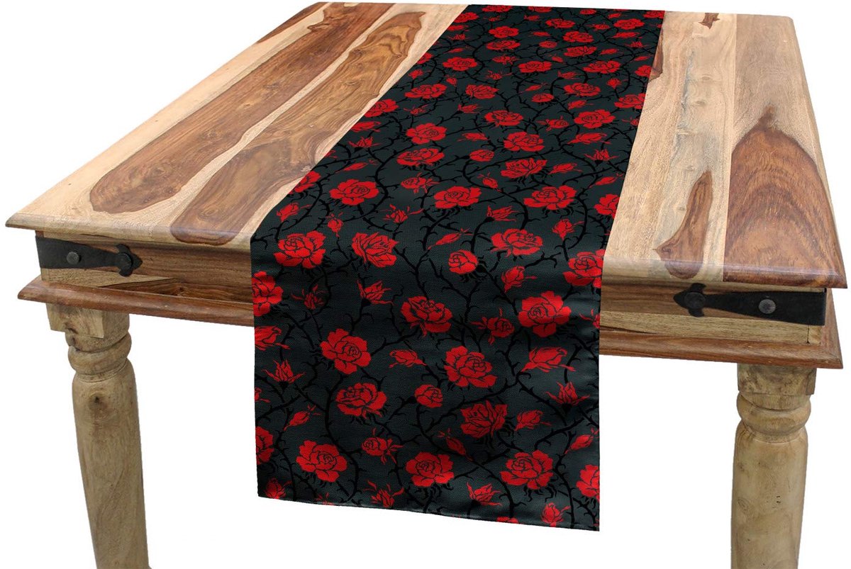 ABAKUHAUS tafelloper 40x225 cm – rood/grijs, polyester