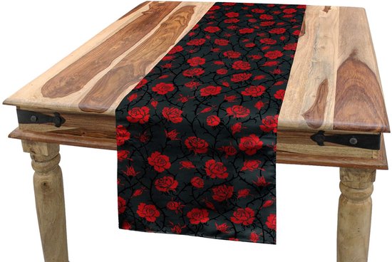 Moderne tafelloper - Rood - Macramé - 30 x 140 cm