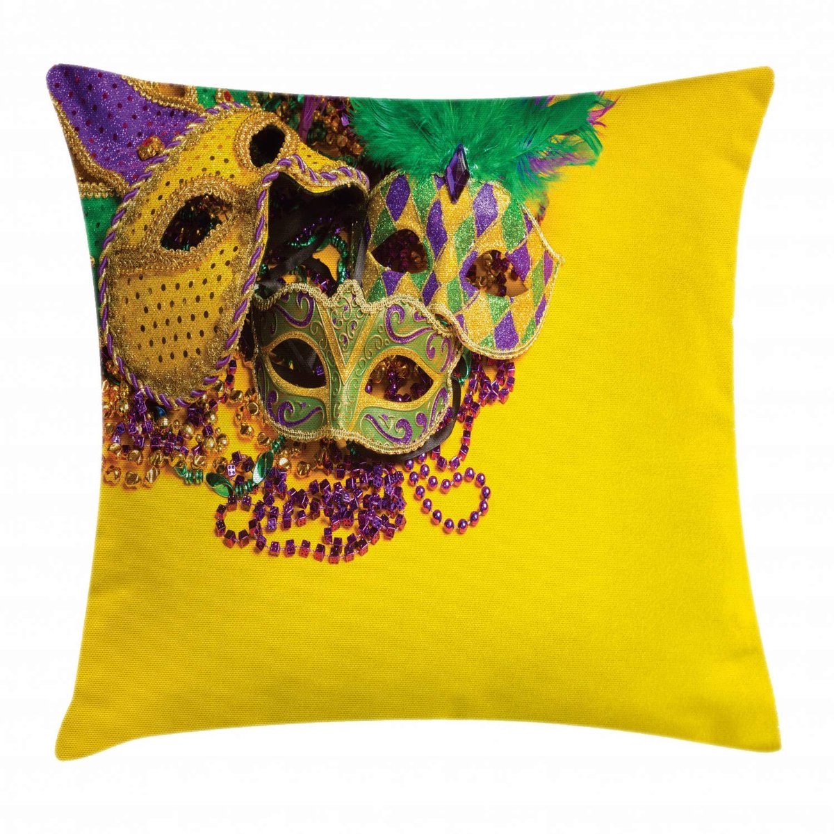 ABAKUHAUS Carnaval-kussenhoes – Venetiaans – 40x40 cm – Tweezijdig bedrukt Geel