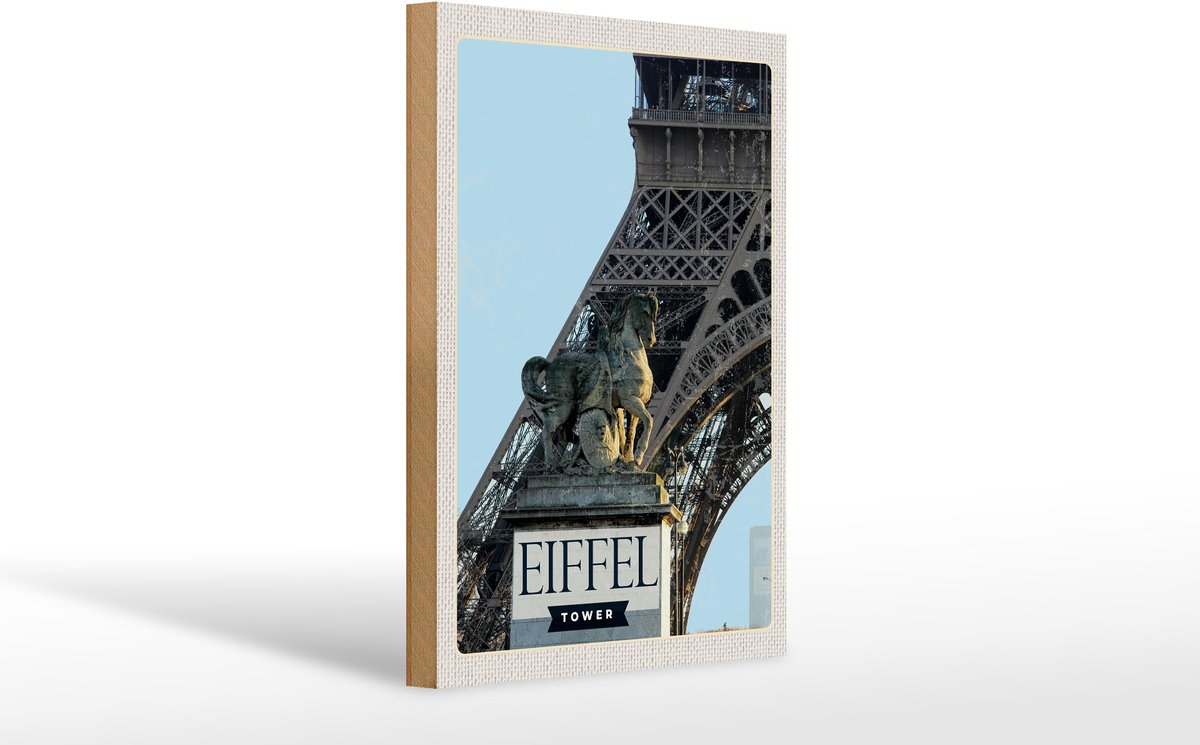Holzschild Reise 20x30cm Eiffel Tower Paris Tourismus
