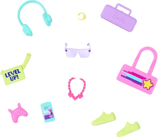 Barbie Accessoires Set met Schoenen, Handtas, Koptelefoon en meer