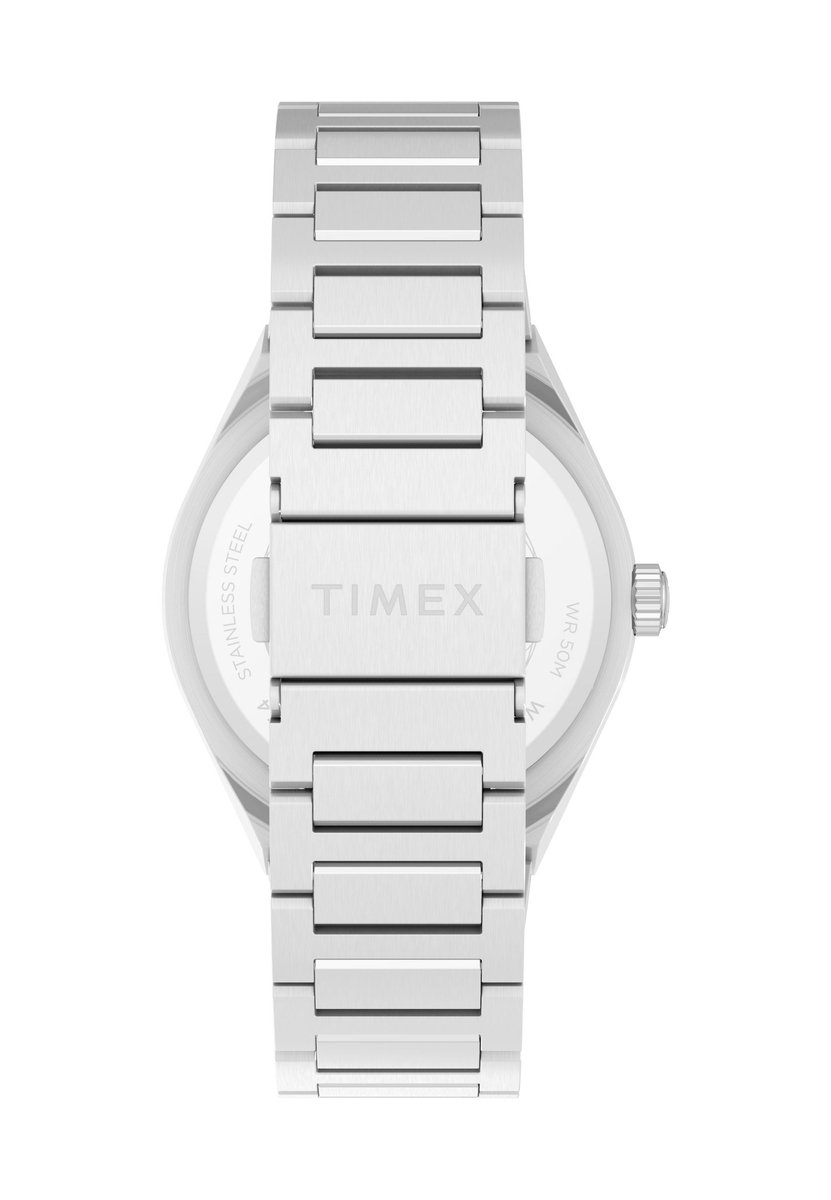 Timex Q Timex® Continental Day And Date Quartz Analoog Horloge Zilverkleurig Kast: 100% Roestvrij Staal | Armband 100% Roestvrij Staal 39 mm TW2Y35100AJ, TW2Y35200AJ