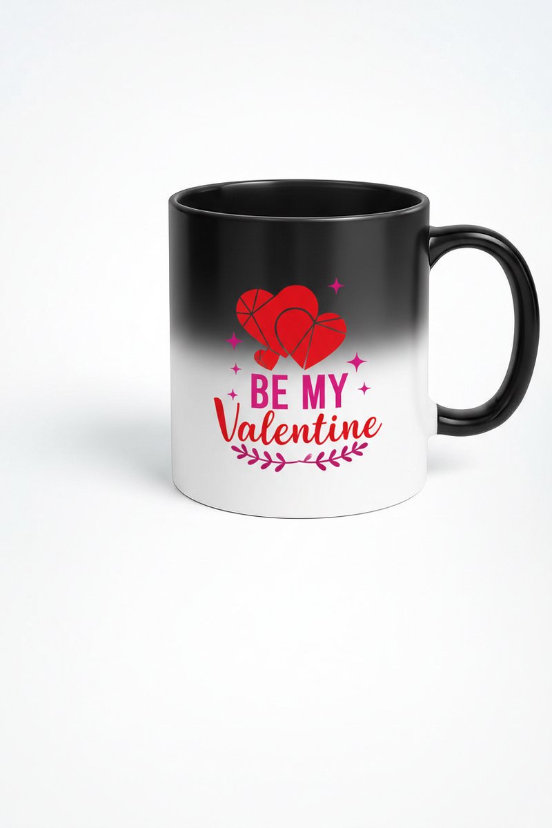 Valentijn Magic Mok - 'Be My Valentine' Harten Liefdesmok - Warmtegevoelig Cadeau
