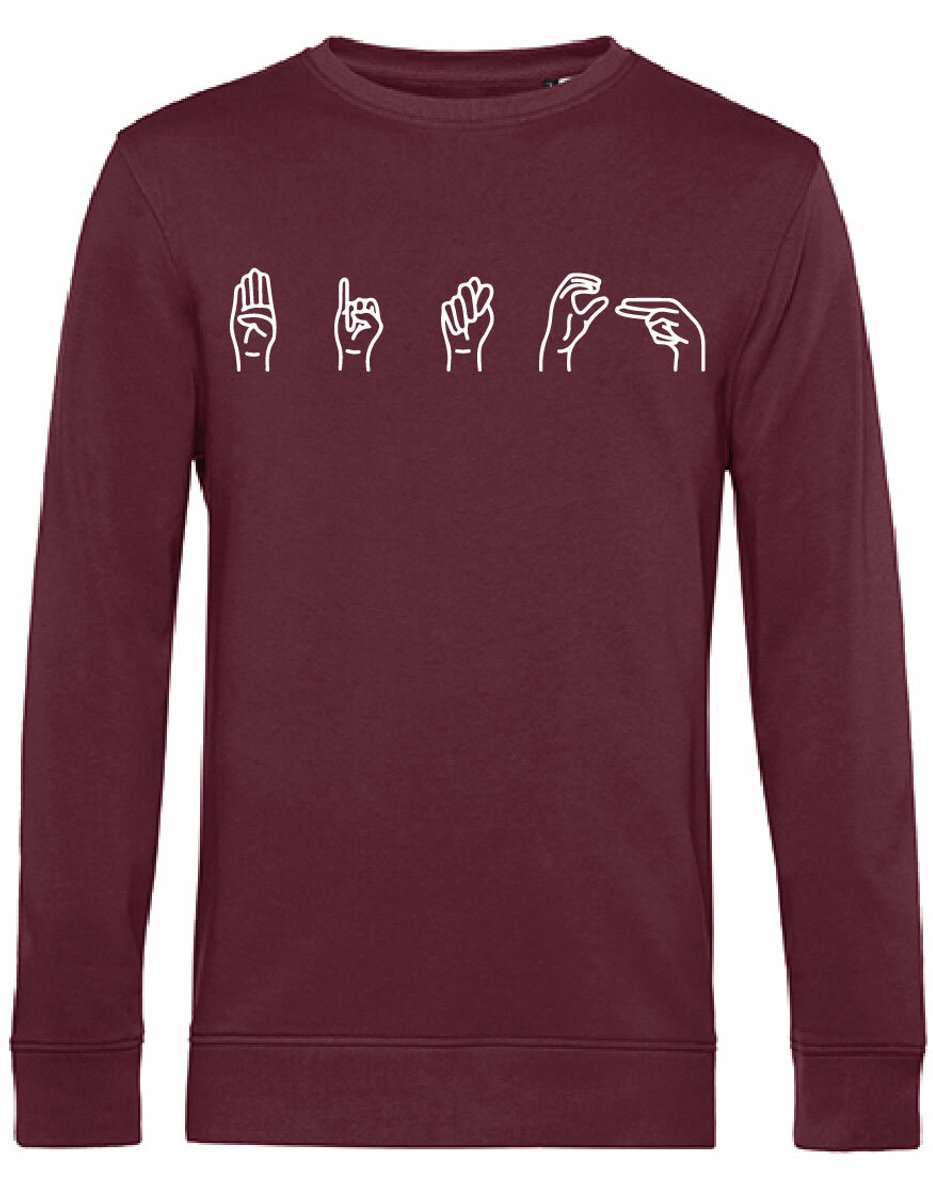 7431 - Sweater - Gebarentaal; Bitch-Burgundy-M