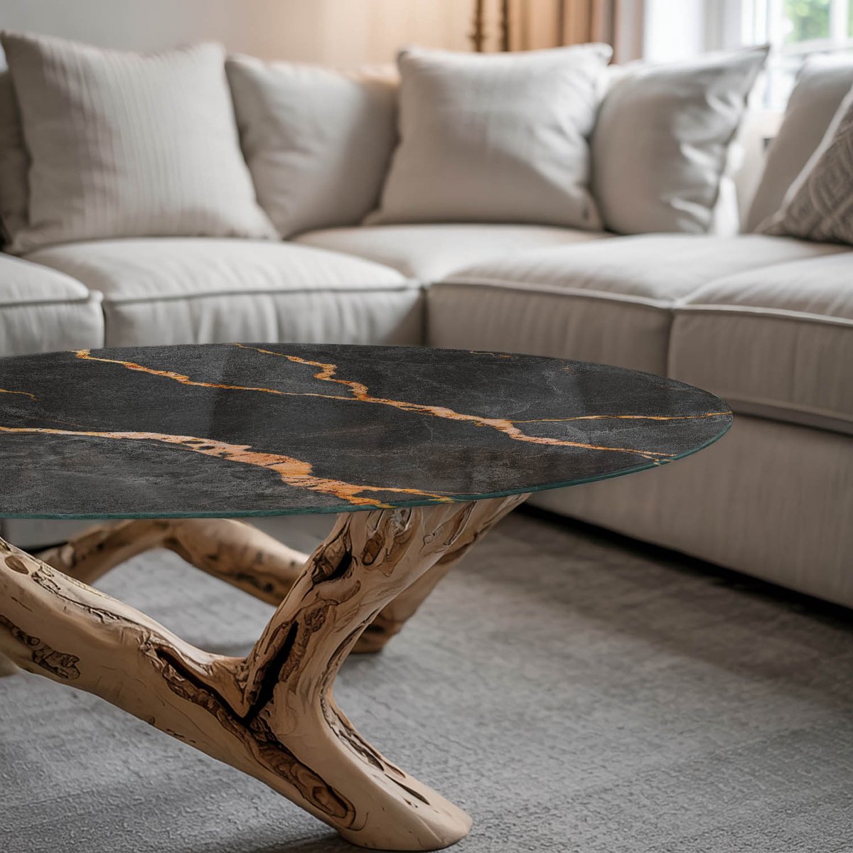 Coloray Tafelblad - Salontafel Blad - 70 cm - Zwart - Rond Glazen Tafelblad - Glazen Blad 