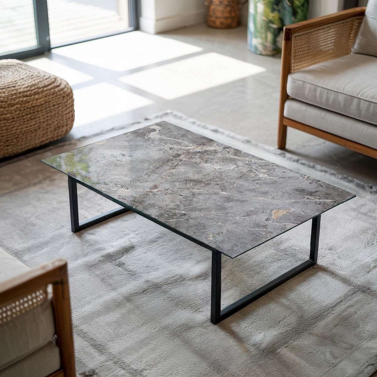 Coloray Tafelblad - Salontafel Blad - 120x80 cm - Grijs - Rechthoek Glazen Tafelblad - Gla