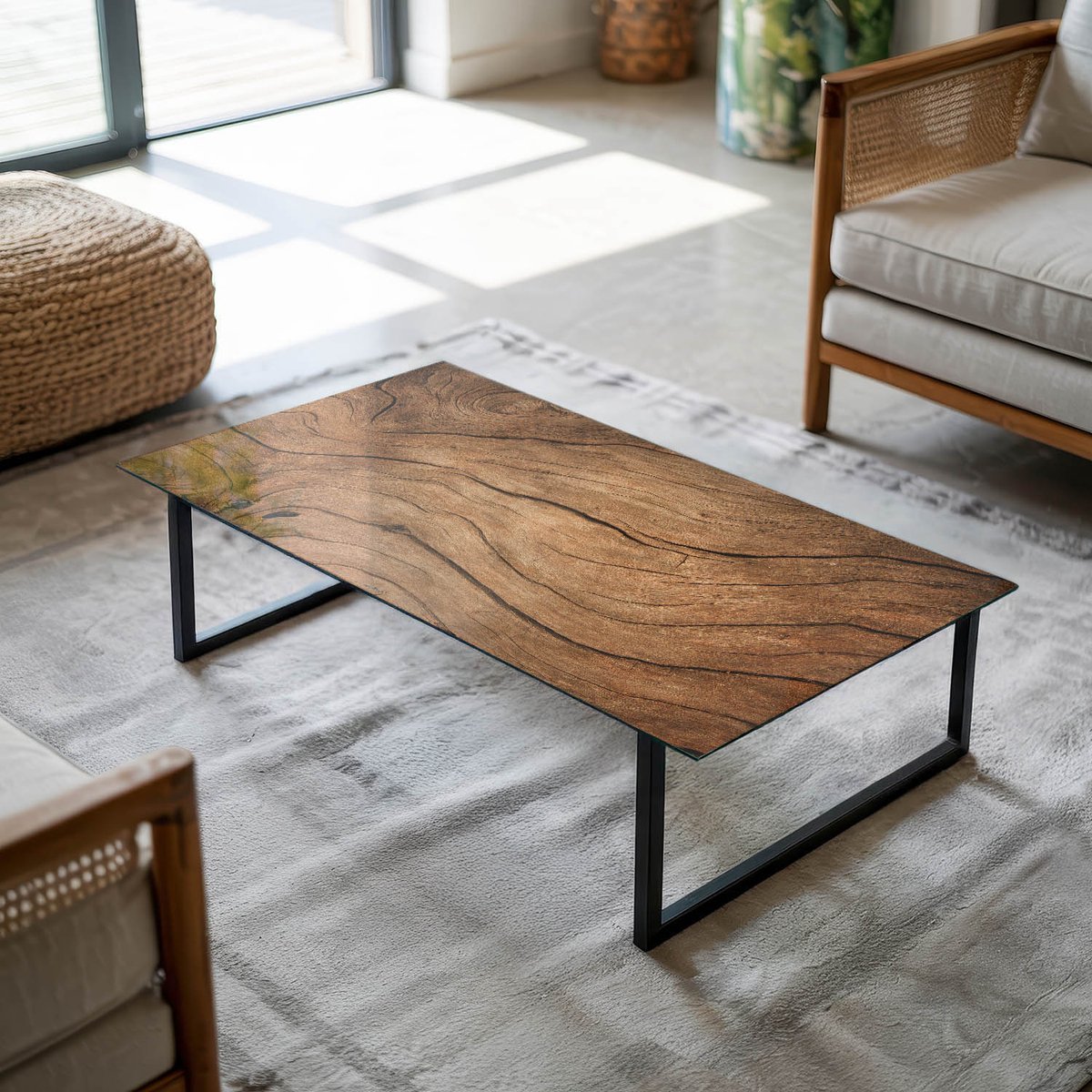 Coloray Tafelblad - Tuintafelblad - 100x50 cm - Bruin - Rechthoek Glazen Tafelblad - Tafel