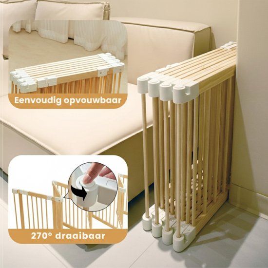 Kaëru® Houten Speelbox – 140×140×61 cm – Grondbox Baby – Opvouwbare Babyren – Nieuw-Zeelands Dennenhout – Wit Kliksysteem – Veilig, Stabiel & Ruim Speelhek – Voor Baby’s, Peuters & Huisdieren — afbeelding 5