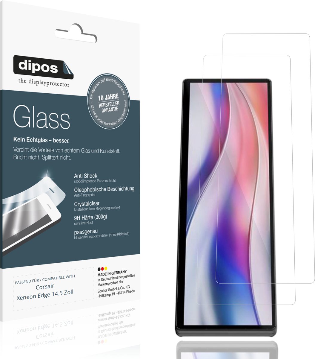 dipos – 2x Pantserfolie geschikt voor Corsair Xeneon Edge 14.5 Zoll | 9H Screenprotector