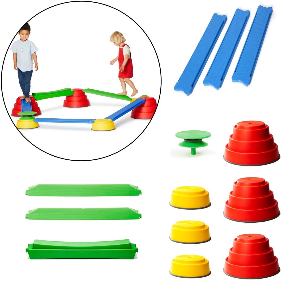 Gonge Build’N Balance Evenwichtsparcours - 13-delige set - Balansspeelgoed - Modulair voor eindeloze combinaties