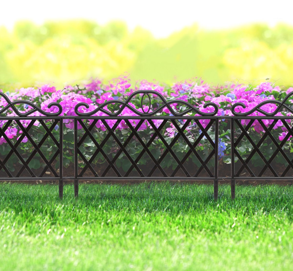 10x Tuinborder / Gazonrand / Tuinafzetting – Kunststof Tuinhek – 45 x 35 cm – Zwartbruin – 10 Stuks – Met Grondpennen – Voor Bloembedden, Gazon en Tuinpaden [11468B]