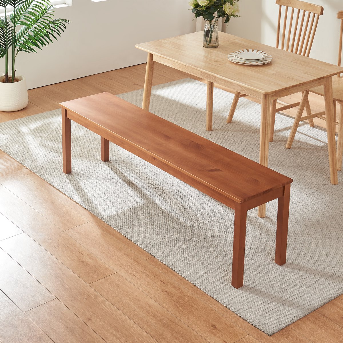 Eetkamerbank Trerunulu 160x35x45 cm walnootkleurig [en.casa]