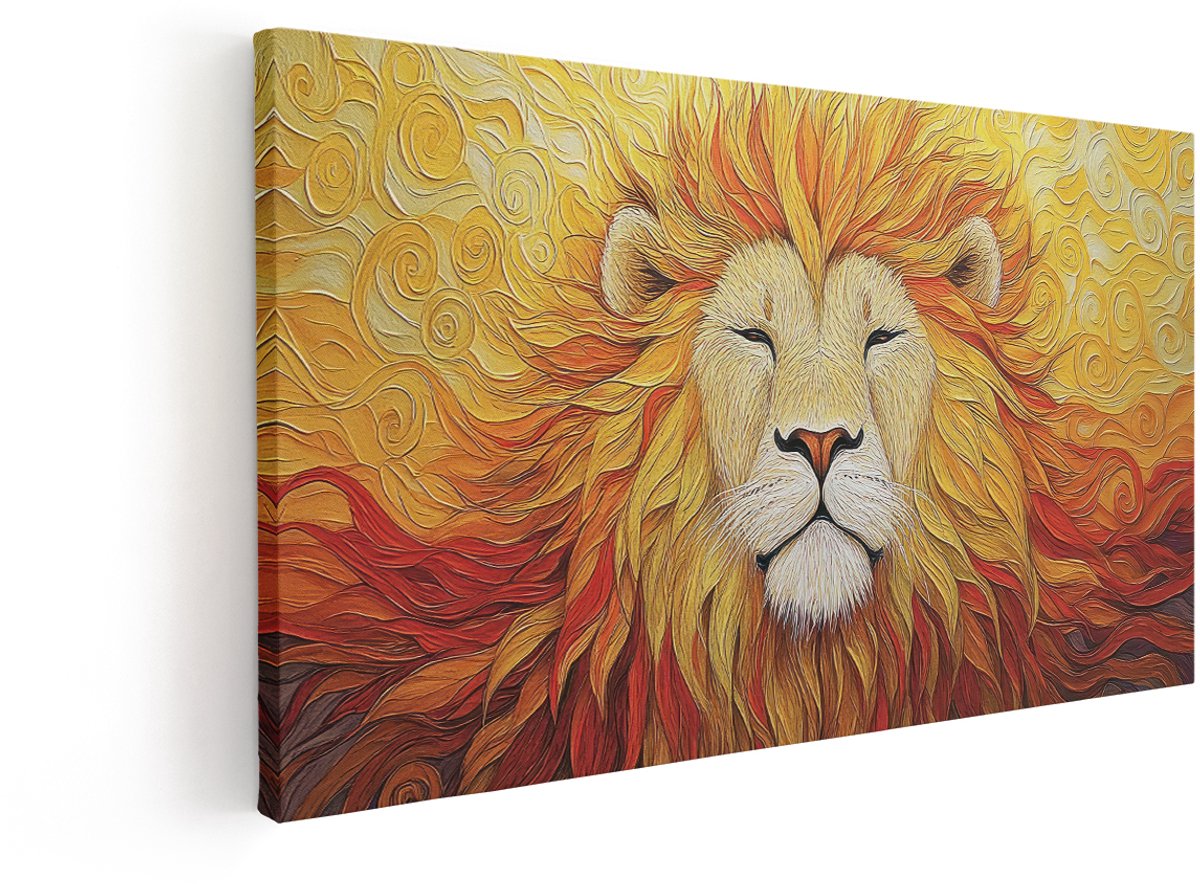 Artaza Canvas Schilderij Leeuwenkop - 60x30 cm - Wanddecoratie Dierenkop - Muurdecoratie K